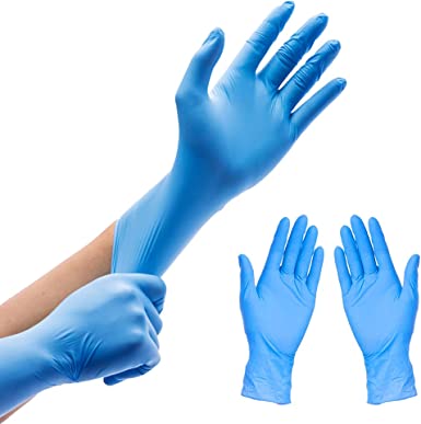 Photo 1 of (2 PACK) Disposable Nitrile Gloves Multipurpose Textured Non-medical Powder Latex Free Safety Gloves for Cleaning Blue 100 Pack size medium 