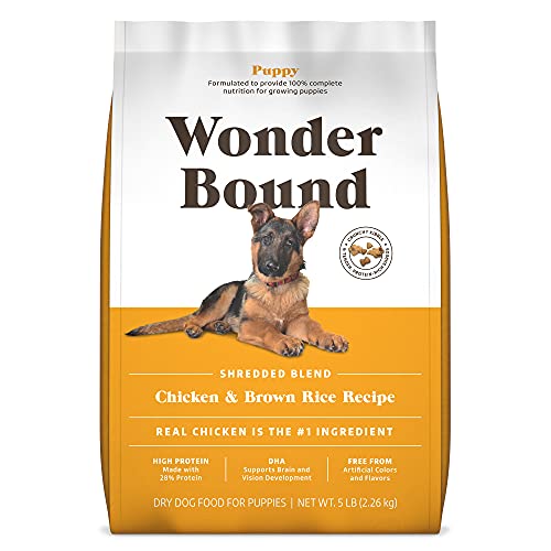 Photo 1 of Amazon Brand - Wonder Bound High Protein, Dry Puppy Food - Chicken & Brown Rice Recipe, 5 Lb Bag ripped bag. Best by 08/2022
