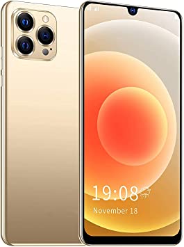 Photo 1 of IP12 PRO Unlocked Android Smartphone ,6.26in Waterdrop Full Screen Dual SIM Cell Phone ,Ultra Thin Mobile Phone Supports Face Fingerprint Unlocking ,Quad Core CPU ,Triple Rear Camera Gold