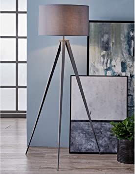 Photo 1 of Versanora Romanza Grey Tripod Floor Lamp, Gray
