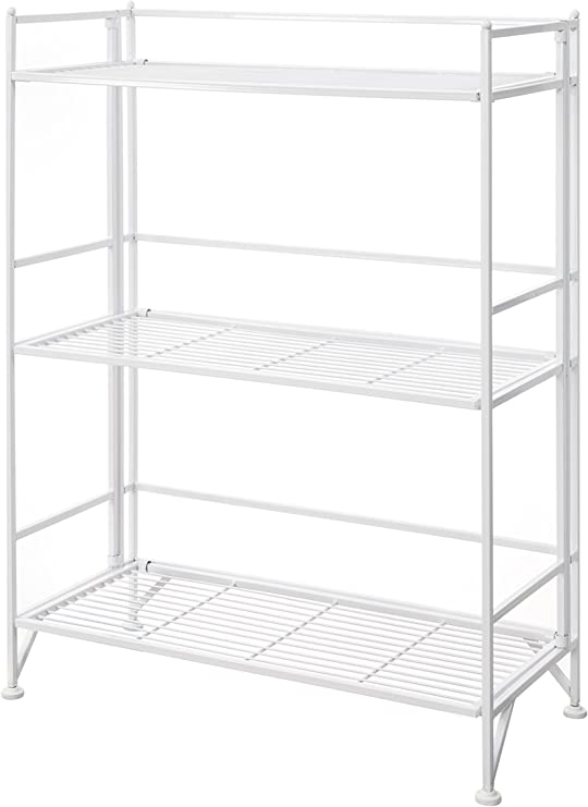 Photo 1 of Convenience Concepts Xtra Storage 3 Tier Wide Folding Metal Shelf, White
