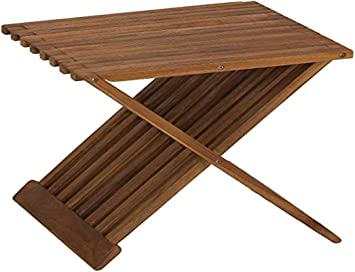 Photo 1 of Bare Decor Rocco Folding Stool in Solid Teak Wood, 16"
