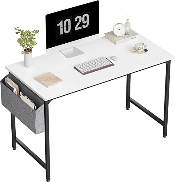 Photo 1 of Computer Desk 40" Study Writing Table for Home Office, Modern Simple Style PC Desk, White