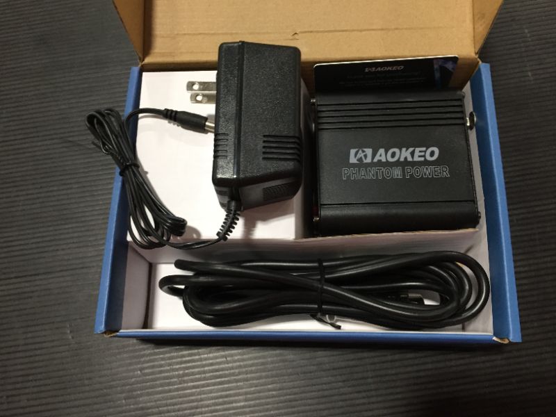 Photo 1 of Aokeo 1-Channel 48V Phantom Power Supply with Adapter, Bonus+XLR 3 Pin Microphone Cable for Any Condenser Microphone Music Recording Equipment
