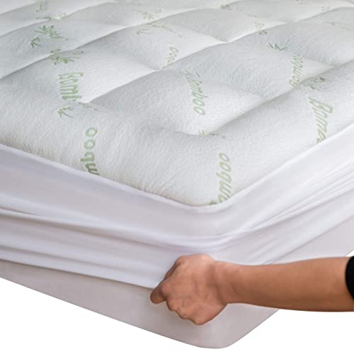 Photo 1 of Bamboo Mattress Topper Cover Queen with 1 Pillow Protector Cooling Pillow Top Mattress Fits 8-20 Inches Deep Mattresses Pad Breathable Extra Plush Thi
