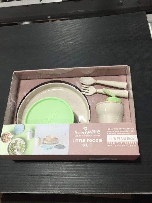 Photo 2 of Miniware Little Foodie Dish Set in Vanilla/Keylime at Nordstrom
