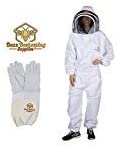 Photo 1 of Buzz Beekeeping Supplies Professional Beekeeping Suit and Goatskin Gloves (1 Pair) Self-Supporting Fencing Veil and YKK Metal Zippers - Easily Take On and Off – Bee Family Car Stickers - X-Small
