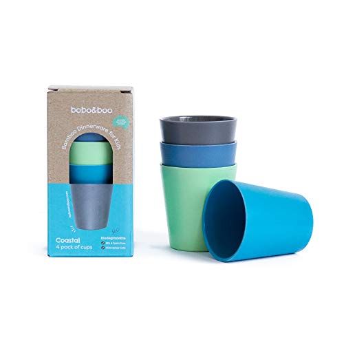 Photo 1 of Bobo&Boo Bamboo Kids Cups Set of 4 Drinking Cups for Kids Eco Friendly Toddler Cups Without Lids ~ Non Toxic & Reusable ~ Great Gift for Baby Showers
