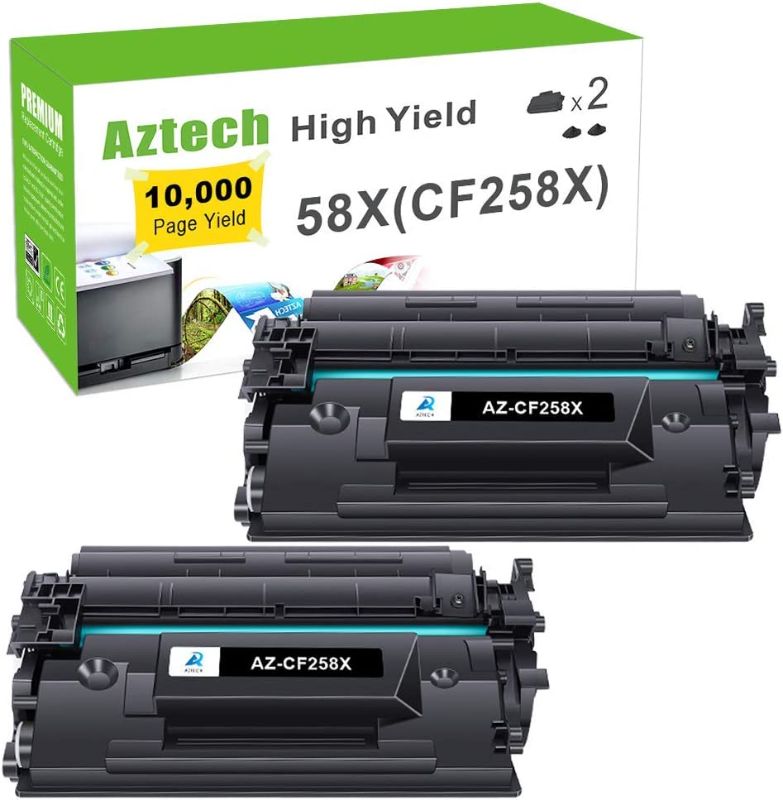 Photo 1 of Aztech Compatible Toner Cartridge Replacement for HP 58X CF258X 58A CF258A for HP Pro M404n M404dn M404dw MFP M428fdw M428dw M428fdn High Yield Printer Toner (Black 2-Pack)
