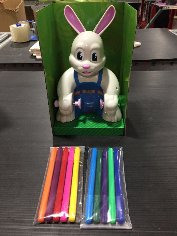 Photo 1 of JOYIN Klever Kits Motorized Easter Egg Decorator Kit Battery Driven Busy Bunny Egg Whirler Easter Egg Spinner Decorating Machine with 10 Colorful Non-
