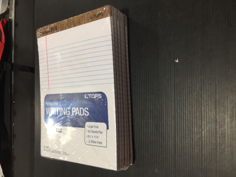 Photo 2 of TOPS The Legal Pad 8-1/2" x 11-3/4" Perforated White, Legal/Wide Rule, 50 Sheets per Pad/12 Pads per Pack (7533)
