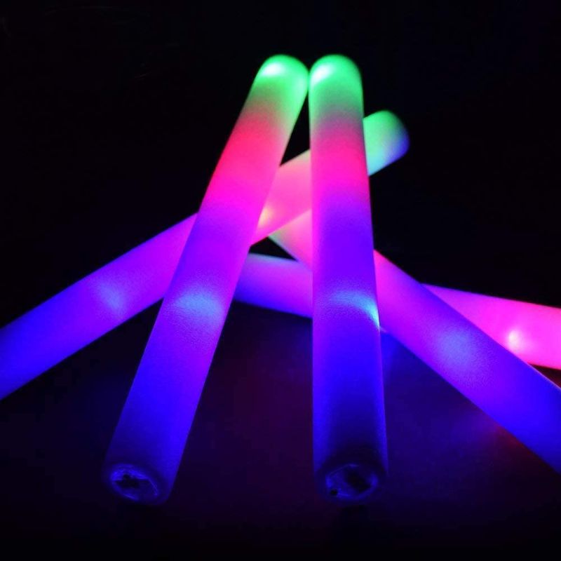 Photo 1 of  32 PCS LED Light Up Foam Sticks Three Modes Color Changing Glow Party Supplies for Halloween, Raves, Concert
