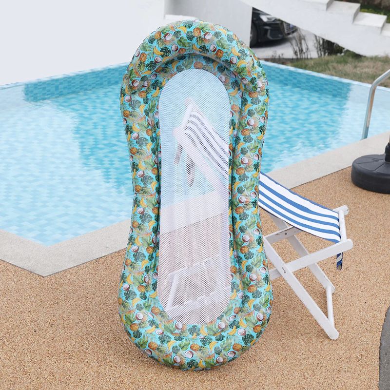 Photo 1 of Adults Inflatable Water Pool Floats with Headrest, Summer Portable Soft Swimming Chair Pool Hammock Floaties Pool Floating Lounge Bed for Pool, Beach, Lake
