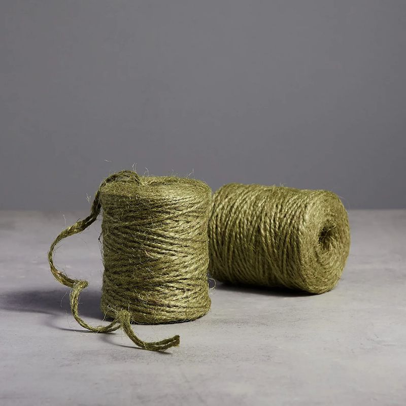 Photo 1 of Amazon Basics All-Purpose Natural Jute Twine - #21 x 140 Foot (1.9mm x 43m), Green, 2 Pack
