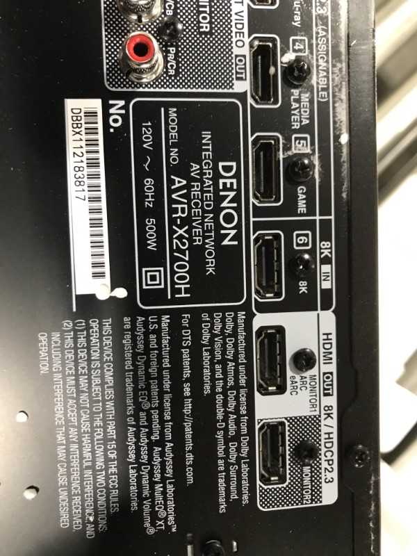 Photo 5 of Denon AVR-X2700H (2020 Model) 7.2ch 8K AV Receiver with 3D Audio, Voice Control and HEOS Built-in (AVRX2700H)