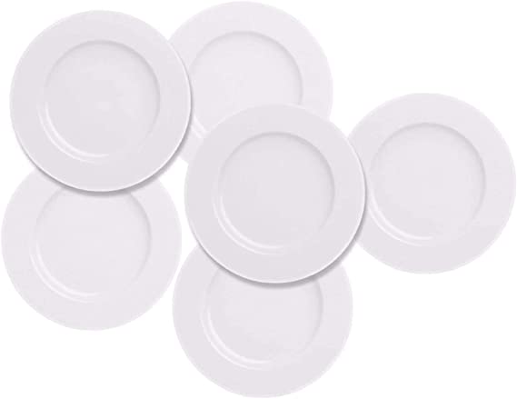 Photo 1 of 6 Piece 7.5 Inch Porcelain Dinner Salad Dessert plate set with Microwave Oven Freezer Safe as well as Dishwasher Safe (7.5inch)

