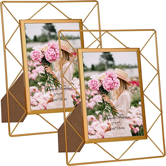 Photo 1 of 5x7 Metal Picture Frames for Tabletop or Wall Mounting Display, 2 Pack 7 x 5 Photo Frame
