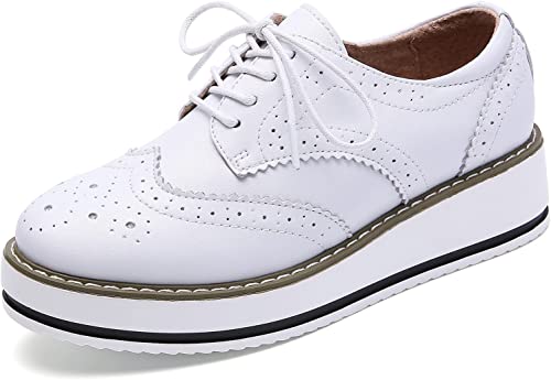 Photo 1 of DADAWEN Women's Platform Lace-Up Wingtips Square Toe Oxfords Shoe
SIZE 8 