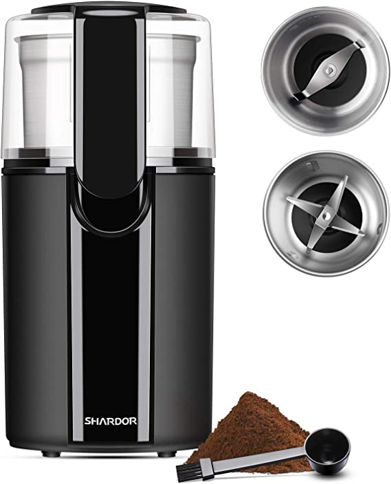Photo 1 of SHARDOR Coffee Grinder Electric, Spice Grinder Electric, Herb Grinder, Grinder for Coffee Bean Spices and Seeds with 2 Removable Stainless Steel Bowls, Black
