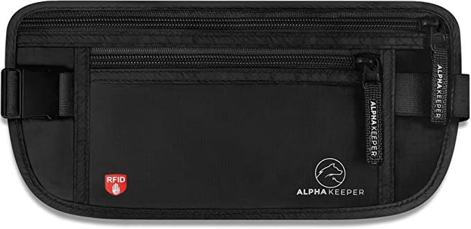 Photo 1 of Money Belt for Travel - Slim Passport Holder Travel Pouch to Protect Your Important Papers and Money - Soft Innovative Rip-Stop Fabric, Secure and Water Resistant w/ RFID Blocking Sleeves Set
