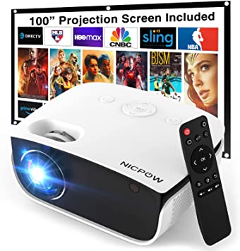 Photo 1 of Outdoor Projector, Mini Projector with 100" Screen, 1080P and 240" Supported Movie Projector 7500 L Portable Home Video Projector Compatible with Smartphone/TV Stick/PS4/PC/Laptop
