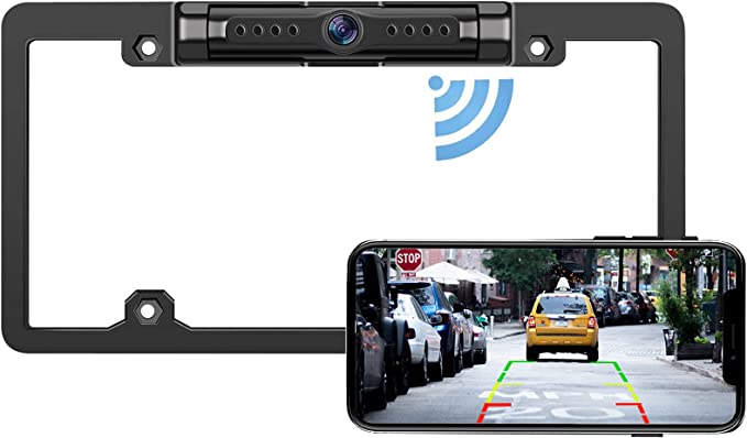 Photo 1 of License Plate WiFi Backup Camera - IP69 Waterproof Night Vision License Plate Frame Camera for Cars, Trucks, Vans, Pickups, SUVs, WiFi Backup Camera for iPhone/Android Phone, Guide Lines On/Off
