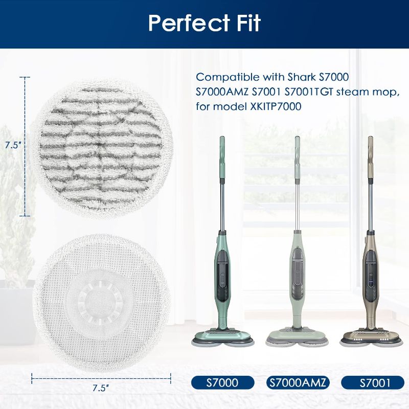 Photo 1 of MXZONE Replacement Steam Mop Pads Compatible with Shark S7000AMZ S7001 S7001TGT S7000 Series Steam & Scrub All-in-One Hard Floor Steam Mop (4 Soft Scrub Pads)