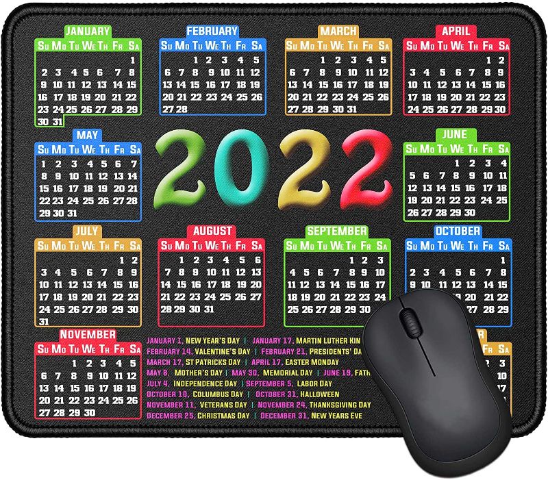 Photo 1 of Mouse Pad with Stitched Edge, Computer Mouse Pad with Non-Slip Rubber Base, Mouse Pads for Computers Laptop Mouse 9.6x7.9x0.1 inch (2022 Calendar Black "3 pack"