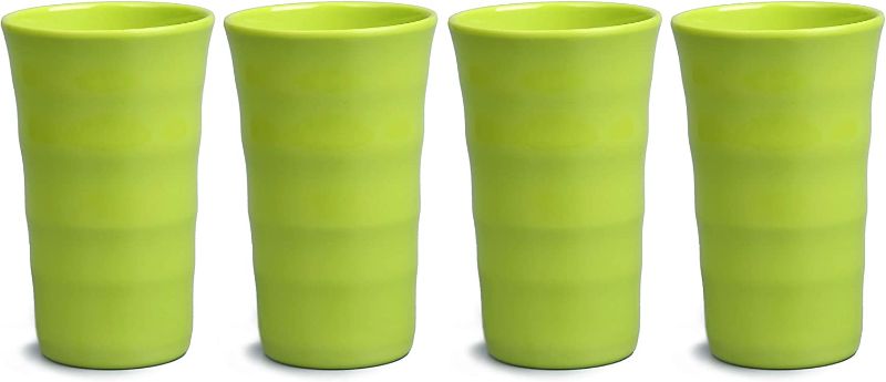 Photo 1 of 13.5oz/400ml Melamine Tumbler Cups Set of 4. Reusable,Dishwasher Safe,Stackable, BPA-free. Drinking Plastic Cups for Kids,Adults.Healthy Drinkware for Indoor Outdoor Use. (Green)