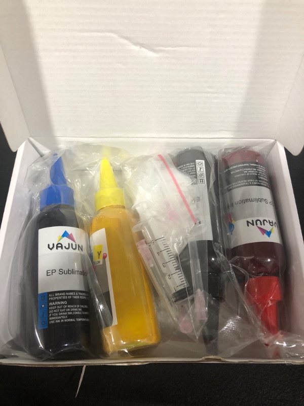 Photo 2 of VAJUN 400ml Sublimation Ink for Epson C88 C88+ WF7710 WF7720 WF7110 WF7210 ET2720 ET2750 ET4700 Inkjet Printers Heat Press Transfer on Mugs, Plates, Polyester Shirts, Phone Cases etc
