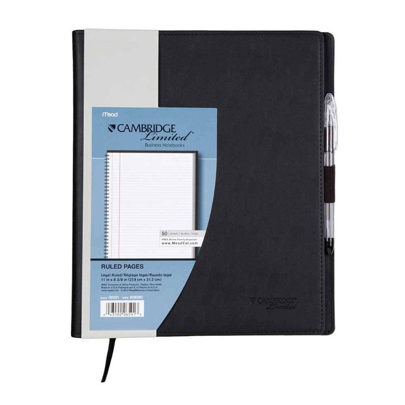 Photo 1 of Cambridge 30% Recycled Refillable Business Notebook, 6 5/8" X 9 1/2", 1 Subject, College Ruled, 48 Sheets (96 Pages), Black
