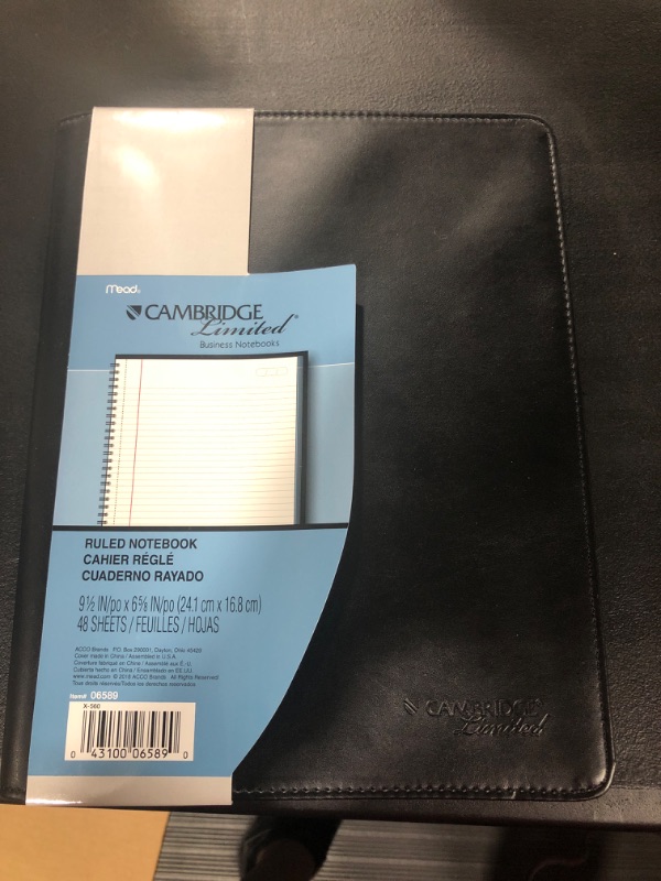 Photo 2 of Cambridge 30% Recycled Refillable Business Notebook, 6 5/8" X 9 1/2", 1 Subject, College Ruled, 48 Sheets (96 Pages), Black
