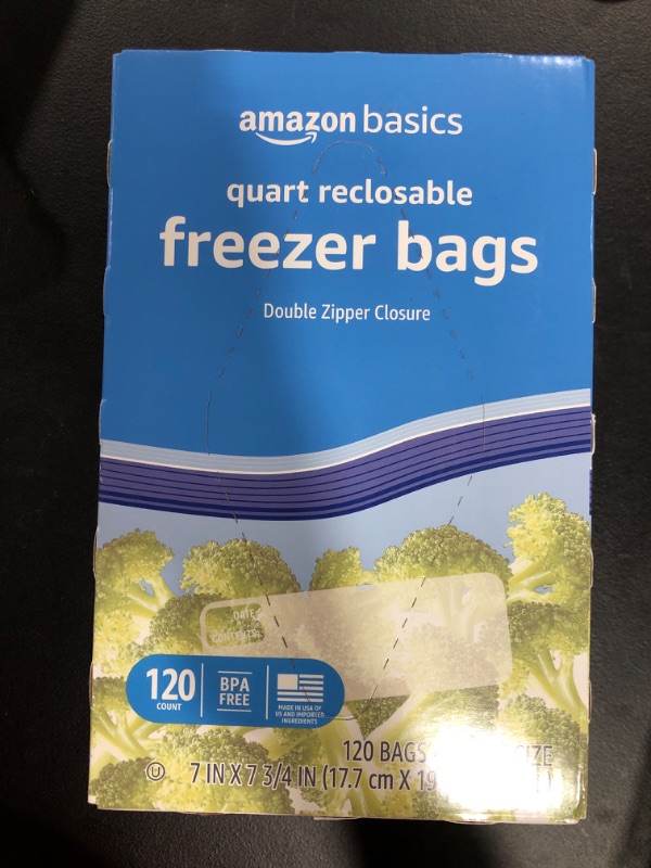 Photo 1 of Amazon Basics Freezer Quart Bags, 120 Count
