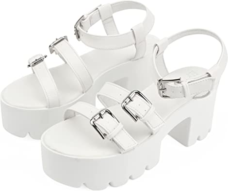 Photo 1 of Women's Chunky Platform Sandals in Open Toe Multi Buckle Ankle Strappy Block Heel
Size 7