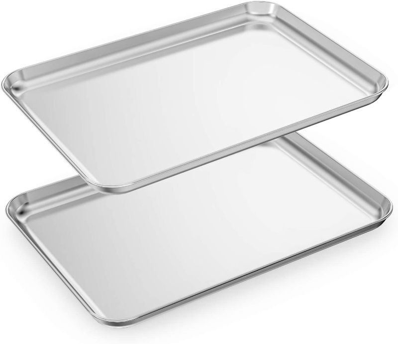 Photo 1 of Baking Sheets Set of 2, HKJ Chef Cookie Sheets 2 Pieces Stainless Steel Baking Pans & Toaster Oven Tray Pans, Rectangle Size 24L x 16W x 1H inch & Non Toxic & Healthy & Easy Clean…
