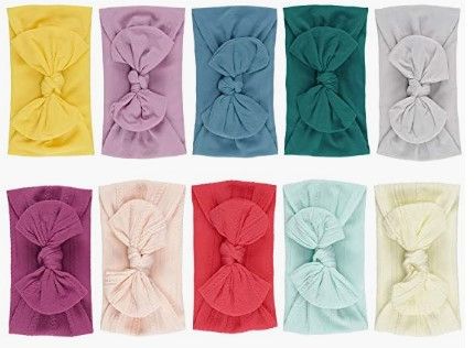 Photo 1 of  Baby Headbands with Bows, Stretchy Nylon Bow Headband Head Wraps for Baby Girls Newborn Infants
