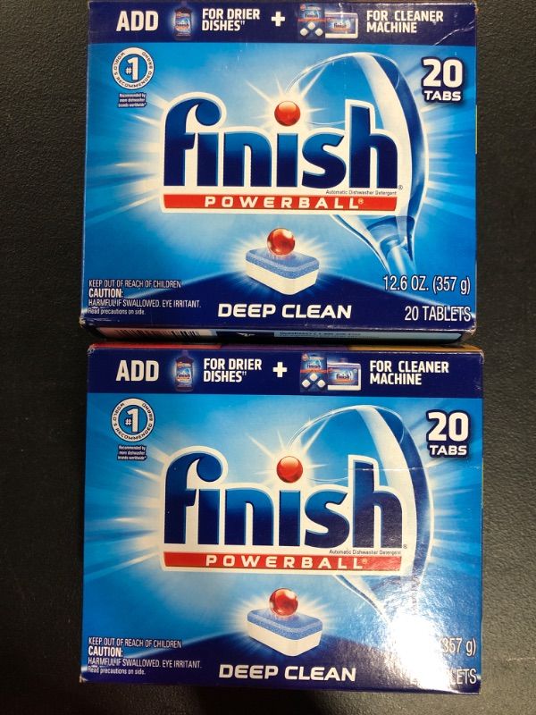 Photo 2 of (Pack of 2) Finish All In 1 Powerball, Fresh 20 Tabs, Dishwasher Detergent Tablets 
