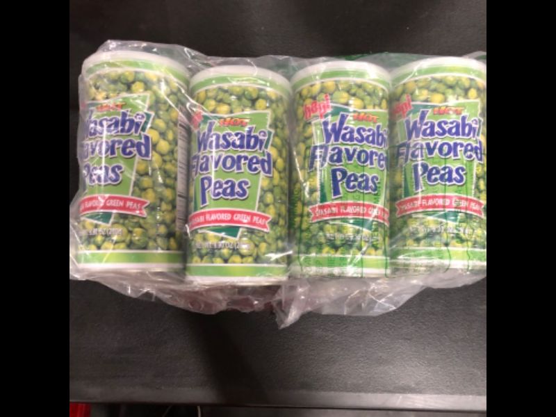 Photo 2 of (4 PACK) Hapi Hot Wasabi Peas, 9.9 Ounce Tins (best by 12/25/22)
