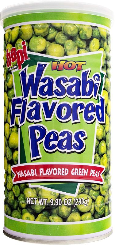 Photo 1 of (4 PACK) Hapi Hot Wasabi Peas, 9.9 Ounce Tins (best by 12/25/22)
