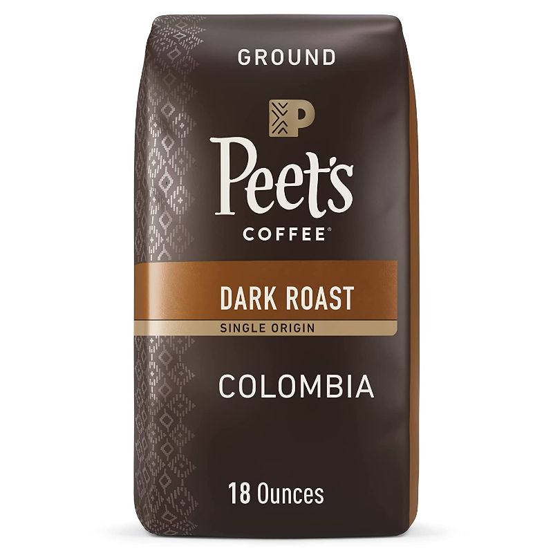 Photo 1 of (2 PACK) Peet's Coffee, Dark Roast Ground Coffee - Single Origin Colombia 18 Ounce Bag (BEST BY 7/23/22)
