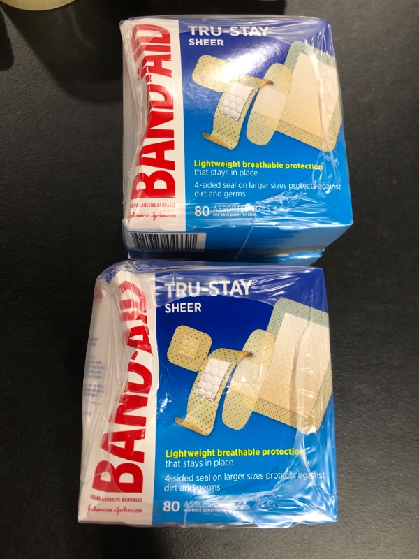 Photo 2 of (6 PACK) Band-Aid Brand Tru-Stay Sheer Strips Adhesive Bandages for First Aid and Wound Care, All One Size, 80 ct
