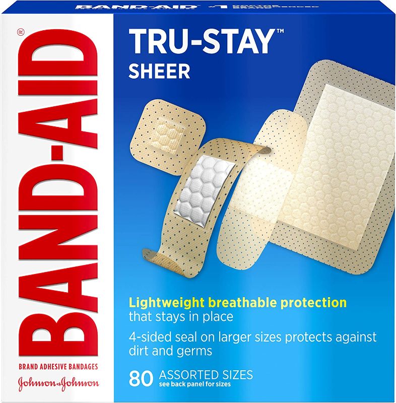 Photo 1 of (6 PACK) Band-Aid Brand Tru-Stay Sheer Strips Adhesive Bandages for First Aid and Wound Care, All One Size, 80 ct
