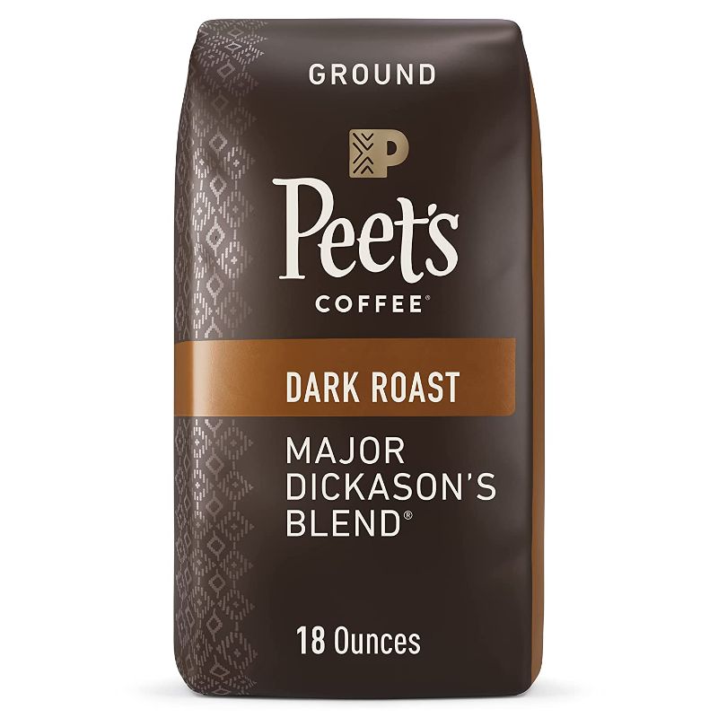 Photo 1 of (2 PACK) Peet's Coffee, Dark Roast Ground Coffee - Major Dickason's Blend 18 Ounce Bag, (BEST BY 8/11/22)
