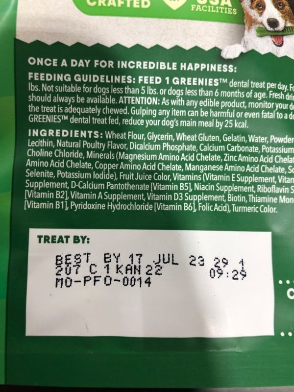 Photo 3 of (2 PACK) Greenies Original Teenie Natural Dental Dog Treats (5-15 lb. Dogs) (BEST BY 7/17/23)
