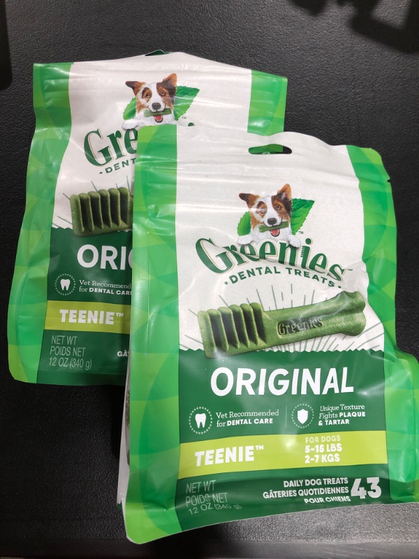 Photo 2 of (2 PACK) Greenies Original Teenie Natural Dental Dog Treats (5-15 lb. Dogs) (BEST BY 7/17/23)
