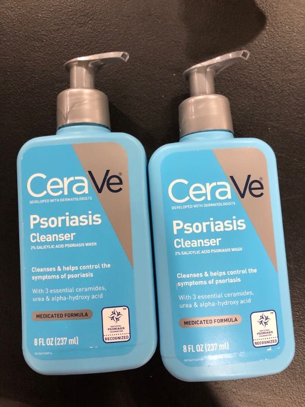 Photo 2 of (2 PACK) CeraVe Cleanser for Psoriasis Treatment | With Salicylic Acid for Dry Skin Itch Relief & Latic Acid for Exfoliation | Fragrance Free & Allergy Tested | 8 Ounce
