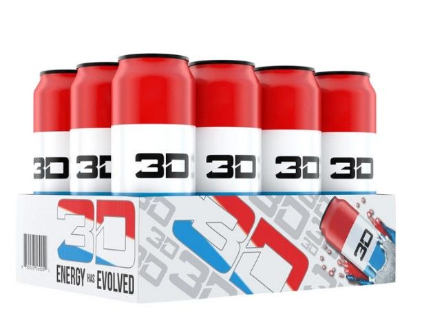 Photo 1 of (12 PACK) 3D Energy Drink / Red, White & Blue  (BEST BY 8/20/2023)
