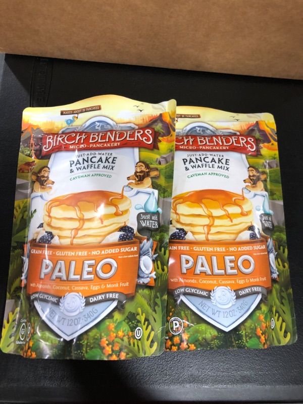 Photo 2 of (2 PACK) Paleo Pancake & Waffle Mix by Birch Benders, Low-Carb, High Protein, High Fiber, Gluten-free, Low Glycemic, Prebiotic, Keto-Friendly, 12 oz  (BEST BY 8/26/22)