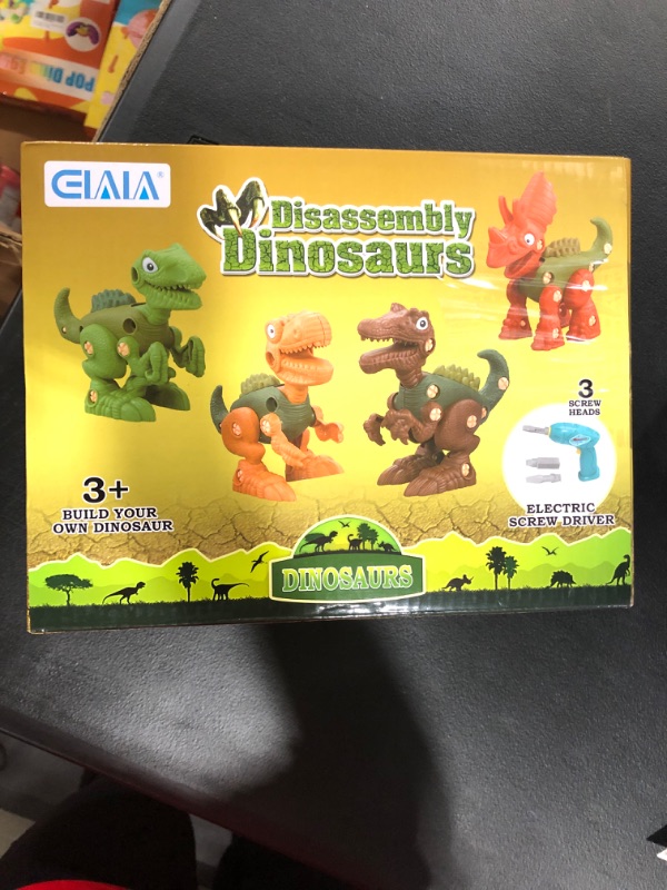 Photo 3 of Dinosaur Toys for Kids, Take Apart Dinosaur Toys & Figure Play Mat & Electric Drill, Realistic Educational Dinosaur Toys(4 Pack)
