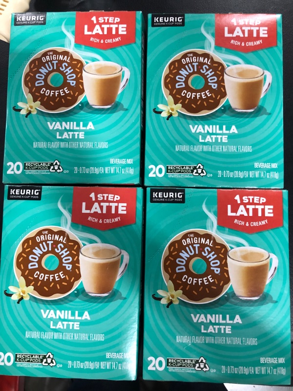 Photo 2 of (4 PACK) The Original Donut Shop Vanilla Latte, Single-Serve Keurig K-Cup Pods, Flavored Coffee, 20 Count (BEST BY 4/2/22)
